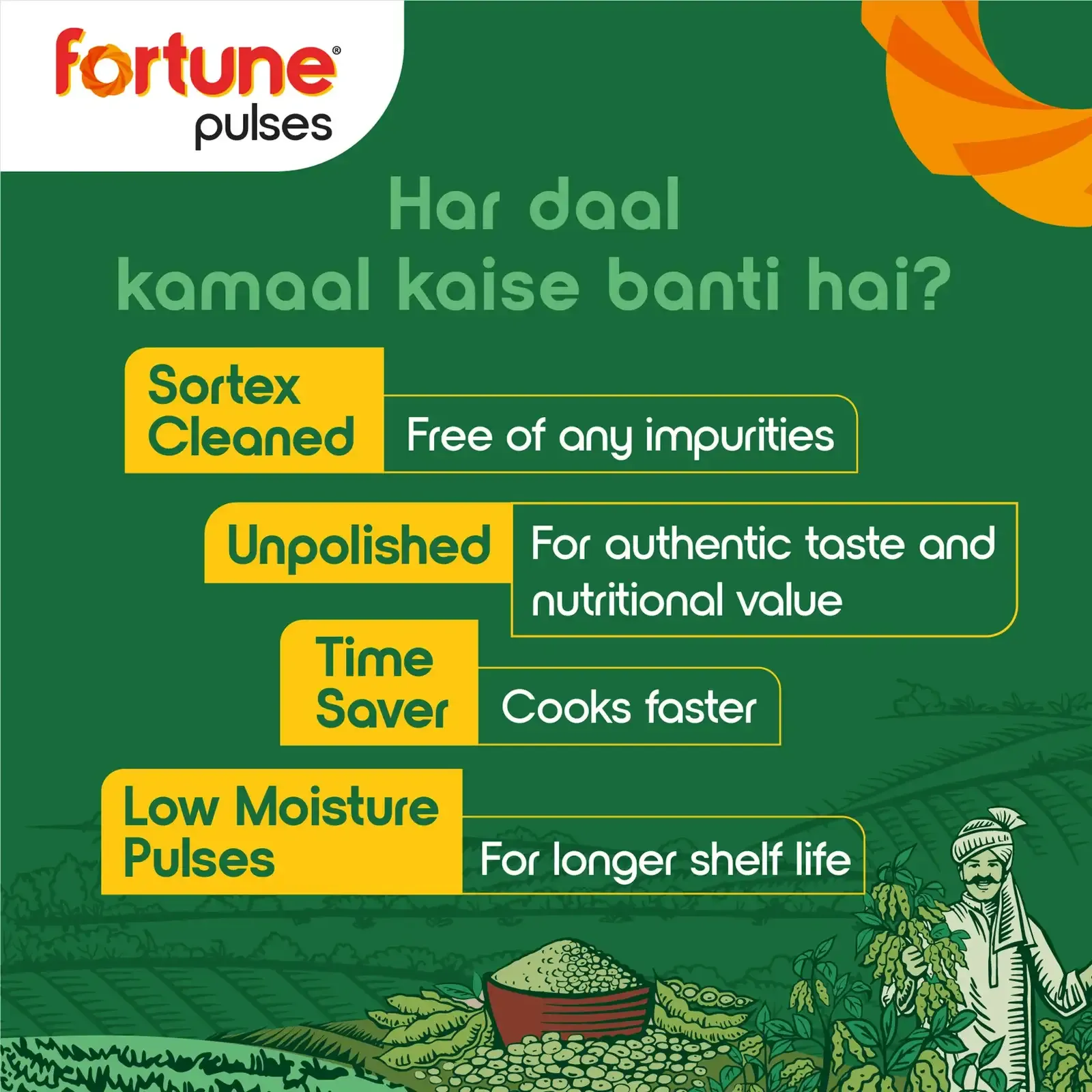 FORTUNE Toor/Arhar Dal (Split) (500 g - Image 2