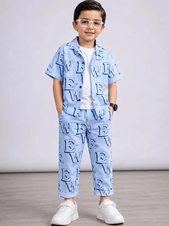 Veta Wear Unisex Kids Printed Shirt with Trousers - Image 2