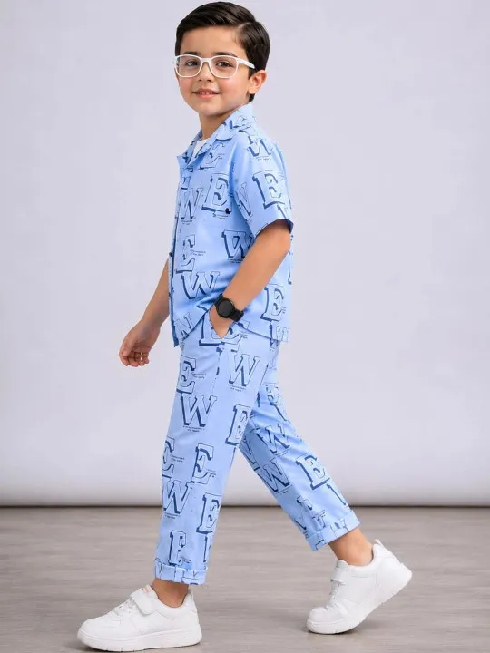 Veta Wear Unisex Kids Printed Shirt with Trousers