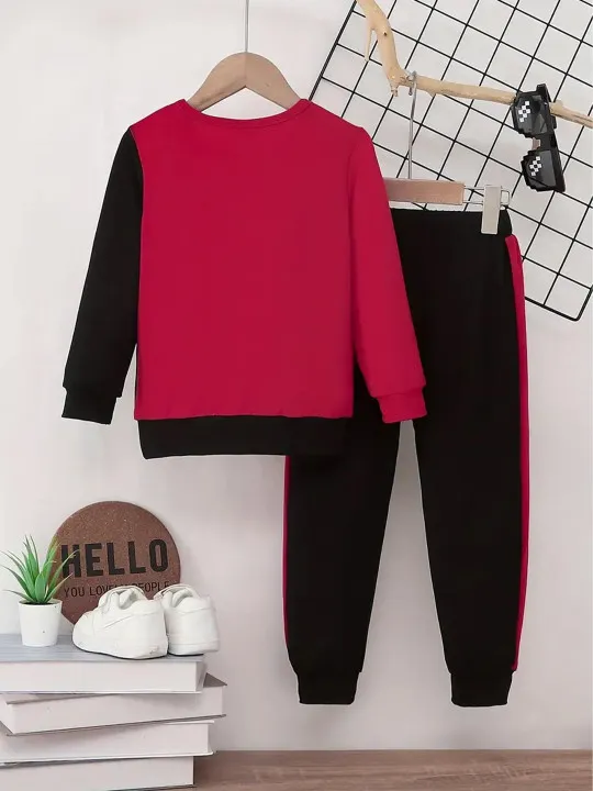 KEESOR Boys Colourblocked Round Neck Sweatshirt With Joggers - Image 2