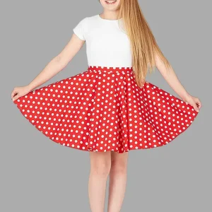 BAESD Girls Polka Dots Printed Flared Knee Length Skirt With Attached Shorts