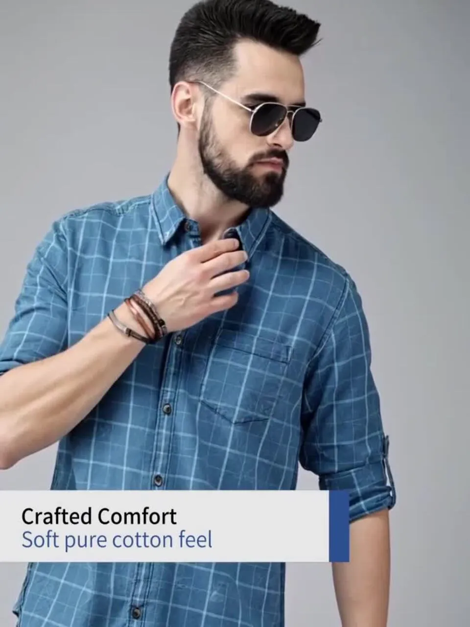 Roadster Men Blue Pure Cotton Checked Casual Shirt