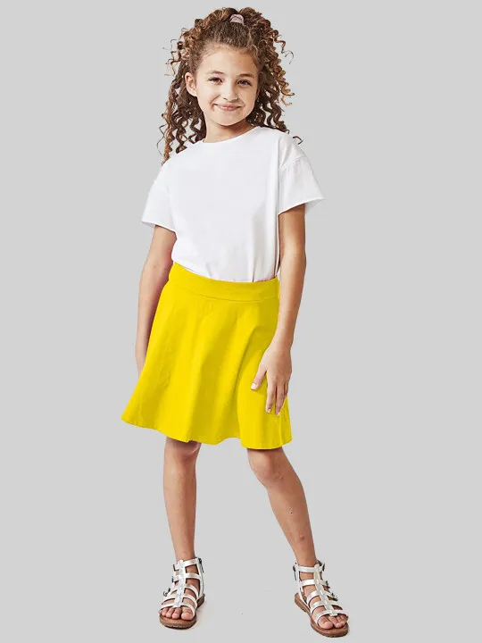 BAESD Girls Flared Knee Length Skirt With Attached Inner Shorts